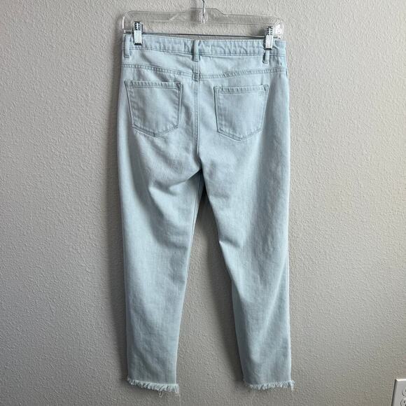 Tractr Distressed Skinny Leg Jeans Girl's 14 Light Wash Mid Rise Stretch Raw Hem - Picture 3 of 6